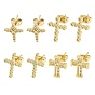 Латунные микро проложить кубического циркония уха шпильки, крестик