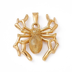 Vacuum Plating 304 Stainless Steel Pendants, Spider Charms