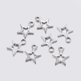304 Stainless Steel Charms, Cut-Out, Star