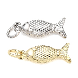 Gestellmessinganhänger, Fisch Charme, mit Sprungring, cadmiumfrei und bleifrei, langlebig überzogen