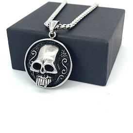 Винтажные ожерелья из нержавеющей стали с подвеской в виде черепа в стиле панк для мужчин