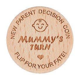 CREATCABIN 1Pc Wooden New Parents Decision Coin, Double Sided for Engraved Baby Shower Gifts