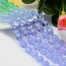K 9 verre, imitation facettes ovale cristal autrichien rangées de perles, grade de aaa