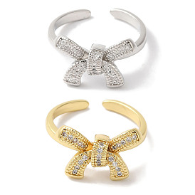 Открытые манжеты из латуни с бантом и микро-паве с прозрачным цирконием для женщин