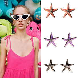 Bohemian Style Vacation Jewelry Set with Starfish and Bold Earrings for Women