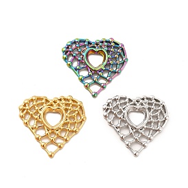 Ion Plating(IP) 304 Stainless Steel Pendants, Hollow Out Heart Charms