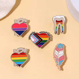 Colorful Rainbow Alphabet Heart Book Bag Pins Set - Creative Alloy Brooches for Backpacks and Clothes Accessories