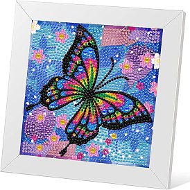 Butterfly Pattern DIY Diamond Painting Photo Frame Kits for Beginners, Including Resin Rhinestone Bag, Diamond Sticky Pen, Tray Plate & Glue Clay