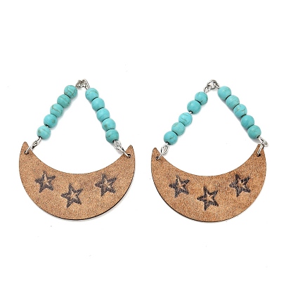 Подвески из синтетической бирюзы и тополя, Луна прелести