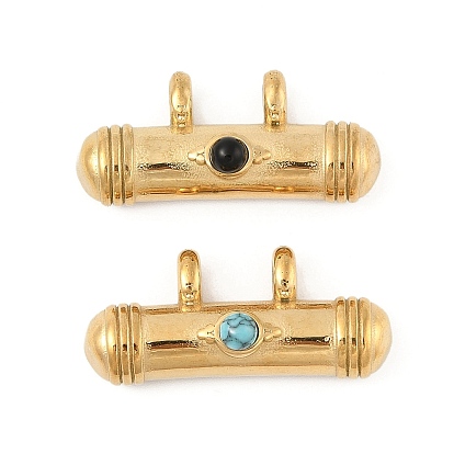 Драгоценный камень подвески, 304 подвески-колонны из нержавеющей стали, вакуумное покрытие pvd, реальный 18 k позолоченный