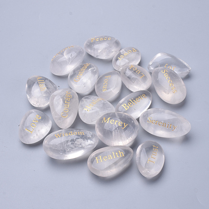 Perles de cristal de quartz naturel, pierre tombée, pierres de guérison pour l'équilibrage des chakras, cristal thérapie, pépites avec mot, sans trou