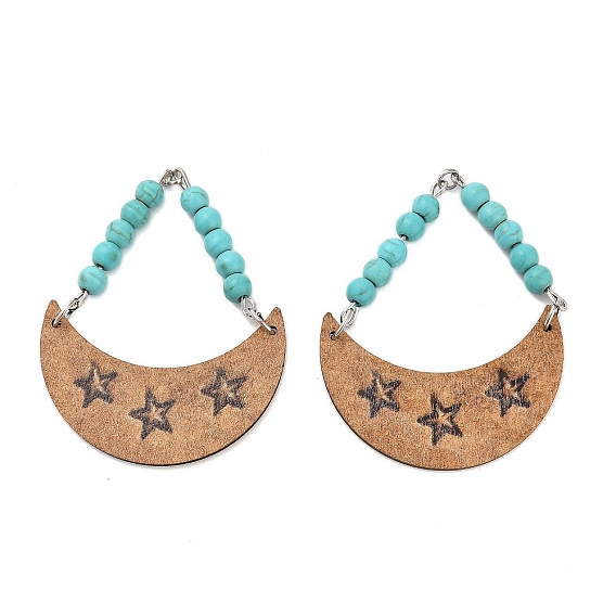 Подвески из синтетической бирюзы и тополя, Луна прелести