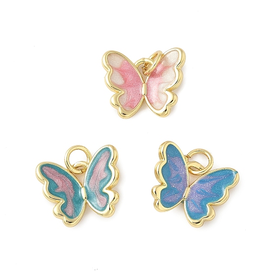 Латунь эмаль прелести, бабочки прелести, с целью перехода в кольце, без свинца и без кадмия, долговечный, стойки покрытие, реальный 18 k позолоченный