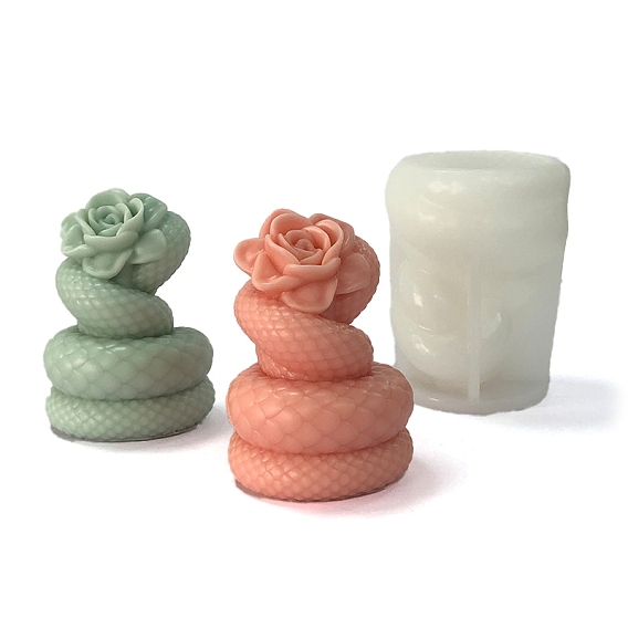 Формы для свечей из пищевого силикона, для изготовления свечей, змея с цветком