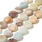 Frosted Natural Flower Amazonite Beads Strands, Flat Round