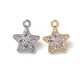 Латунь стекло кулоны, звезда очарование, долговечный, стойки покрытие, граненые