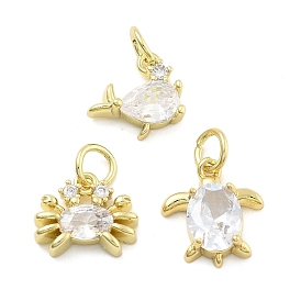 Латунные микро проложить кубического циркония подвески, без кадмия, без никеля и без свинца, морские животные амулеты, с целью перехода в кольце