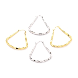 Textured Triangle Hoop Earrings for Girl Women, Long-Lasting Plated Brass Earrings