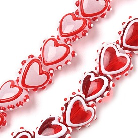 Ручной работы Lampwork неровный бисер, сердце, с эмалью