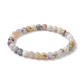 Natural Mixed Stone Round Beaded Stretch Bracelets