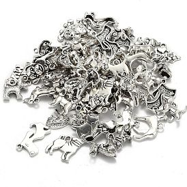 Tibetan Style Alloy Puppy Pendants, Dog Charms, Mixed Style, 15~47x8~34x1~13mm, Hole: 1~2mm