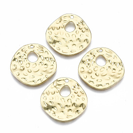 Pendentifs en alliage martelé placage de crémaillère, sans cadmium et sans plomb, plat rond