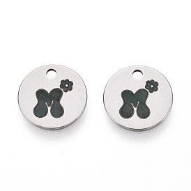 304 acero inoxidable estampado colgantes de etiqueta en blanco, Charm redondo plano con logotipo