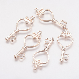 Long-Lasting Plated Alloy Open Back Bezel Pendants, For DIY UV Resin, Epoxy Resin, Pressed Flower Jewelry, Heart Key