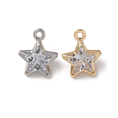 Латунь стекло кулоны, звезда очарование, долговечный, стойки покрытие, граненые