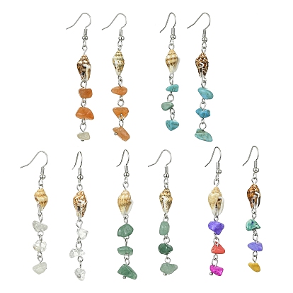 Серьги с подвесками из натуральных и синтетических драгоценных камней, украшения из спиральных ракушек для женщин