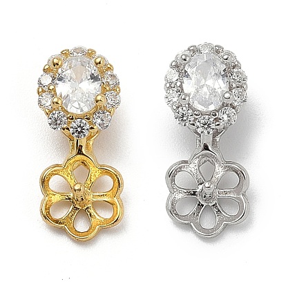 925 подвеска-цветок из стерлингового серебра с прозрачными кубическими цирконами, за половину пробурено бисера