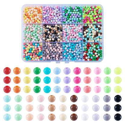 72 g 12 цвета непрозрачные акриловые бусины, круглые