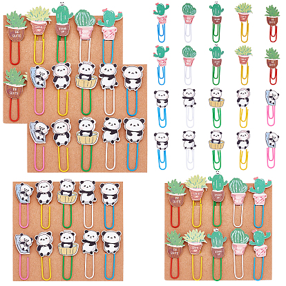 6 Sets 2 Style Panda Shape Iron Paperclips, Cute Paper Clips, Funny Bookmark Marking Clips