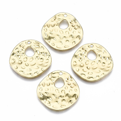 Pendentifs en alliage martelé placage de crémaillère, sans cadmium et sans plomb, plat rond