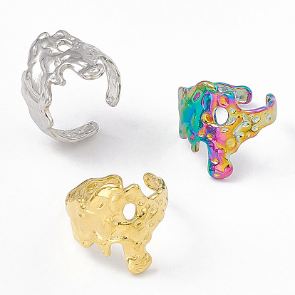 304 кольцо-манжета из нержавеющей стали с широким цветком для женщин