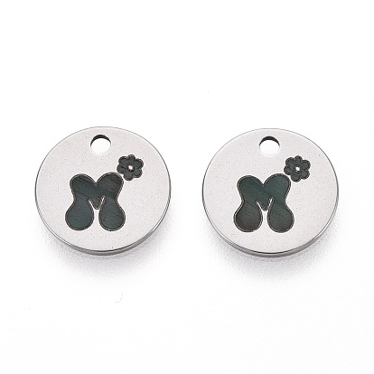 304 acero inoxidable estampado colgantes de etiqueta en blanco, Charm redondo plano con logotipo