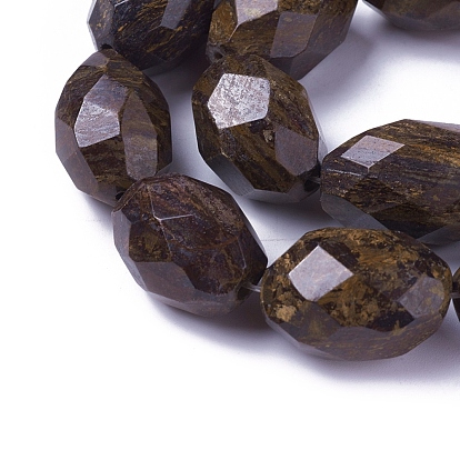 Natural Bronzite Beads Strands, Faceted, Oval