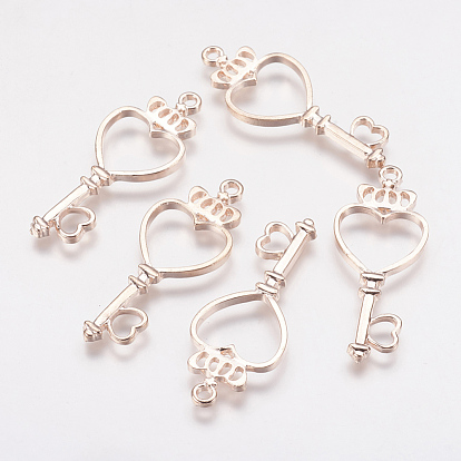 Long-Lasting Plated Alloy Open Back Bezel Pendants, For DIY UV Resin, Epoxy Resin, Pressed Flower Jewelry, Heart Key