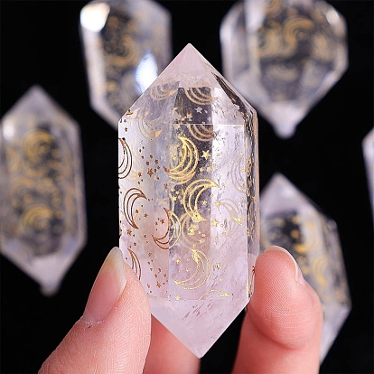 Baguettes en pierre de guérison en cristal de quartz naturel à double pointe, pour les décors de thérapie de méditation reiki chakra, prisme hexagonal