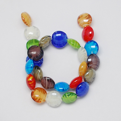 Handmade Lampwork Beads, Pearlized, Flat Round, 15x8mm, Hole: 1.5mm