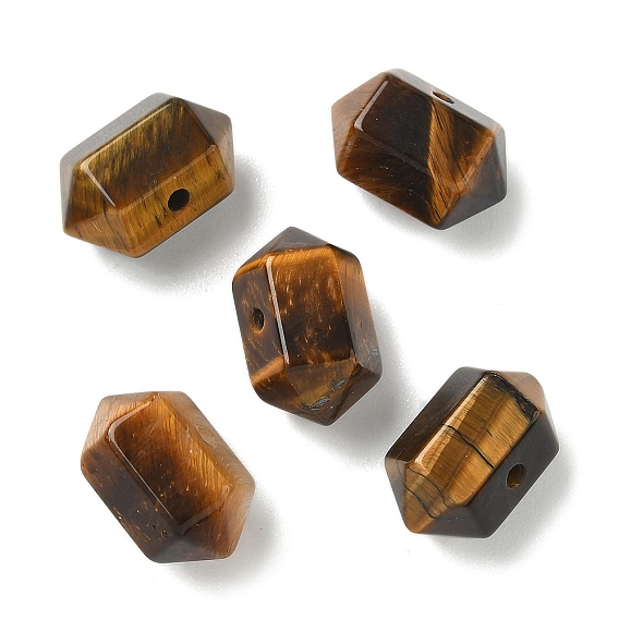 Бусины-пули из натурального тигрового глаза с двумя заостренными концами и гранеными гранями