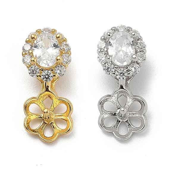 925 подвеска-цветок из стерлингового серебра с прозрачными кубическими цирконами, за половину пробурено бисера