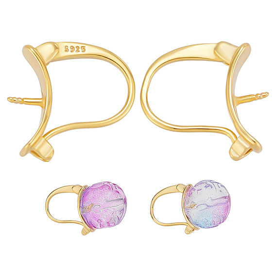 1 пара 925 фурнитура для сережек-колец из стерлингового серебра, за половину пробурено бисера