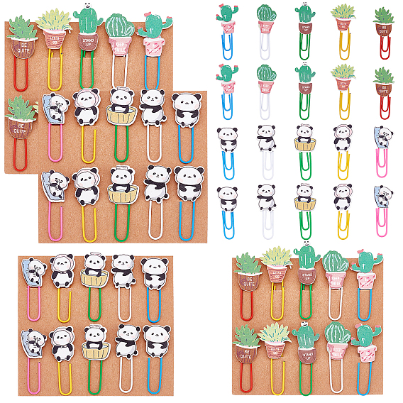 6 Sets 2 Style Panda Shape Iron Paperclips, Cute Paper Clips, Funny Bookmark Marking Clips