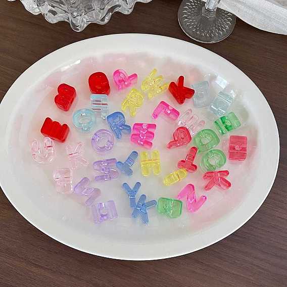 Transparent Acrylic Beads, Large Hole Beads, Letter