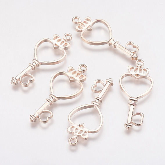 Long-Lasting Plated Alloy Open Back Bezel Pendants, For DIY UV Resin, Epoxy Resin, Pressed Flower Jewelry, Heart Key