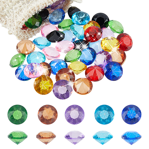 50шт. стеклянные декоративные элементы в виде бриллиантов, для наполнителей ваз, декор аквариума или поделки