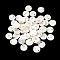 Natural Freshwater Shell Pendants, with Platinum Plated Iron Etched Metal Embellishments, Flat Round with Initial Letter, Alphabet, White