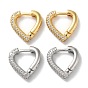 Серьги-кольца из латуни с прозрачным кубическим цирконием, сердце