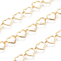 Brass Handmade Beaded Chains,  Link Chain, Long-Lasting Plated, Soldered, with Spool, Heart